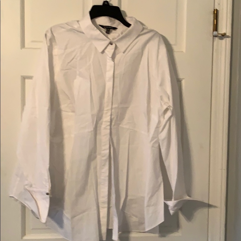 Ellen Tracy white button down dress shirt SZ 2X